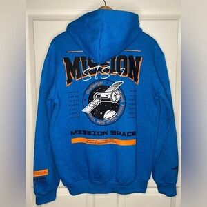 NASA Hyper Space 1983 Challenger Mission Space Blue Hoodie Sweatshirt Small